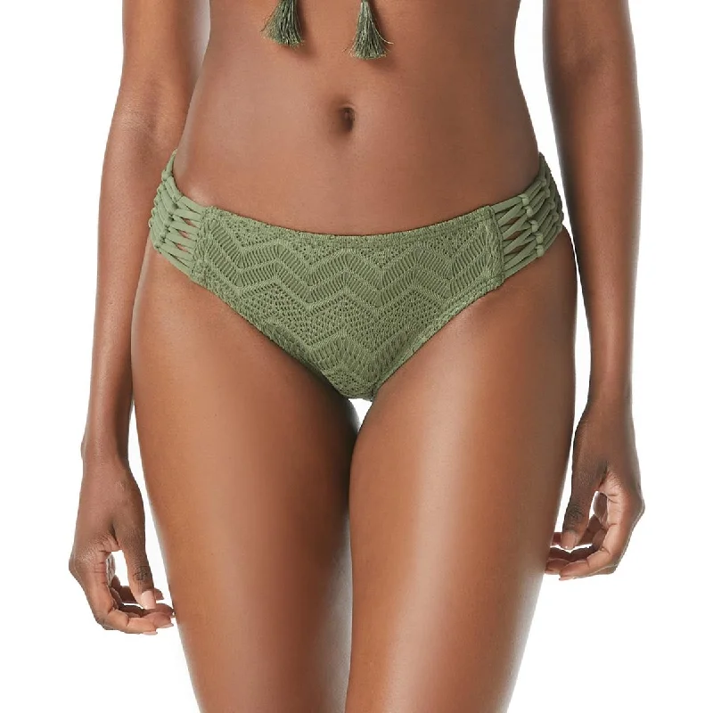 Womens Crochet Lined Swim Bottom Separates Plunge Neckline Swimsuit