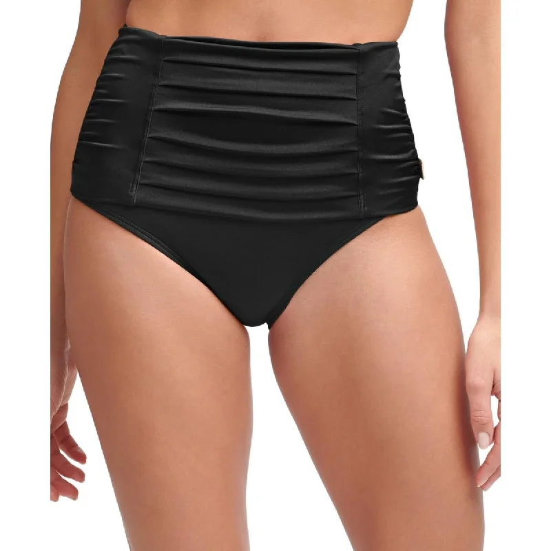 Womens Solid High-Waist Swim Bottom Separates High-Waist Bikini Set