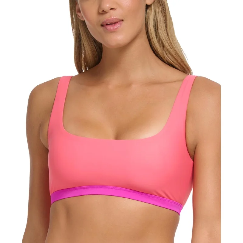 Womens Contrast Trim Square Neck Bikini Swim top Beachy Ruffle Bikini