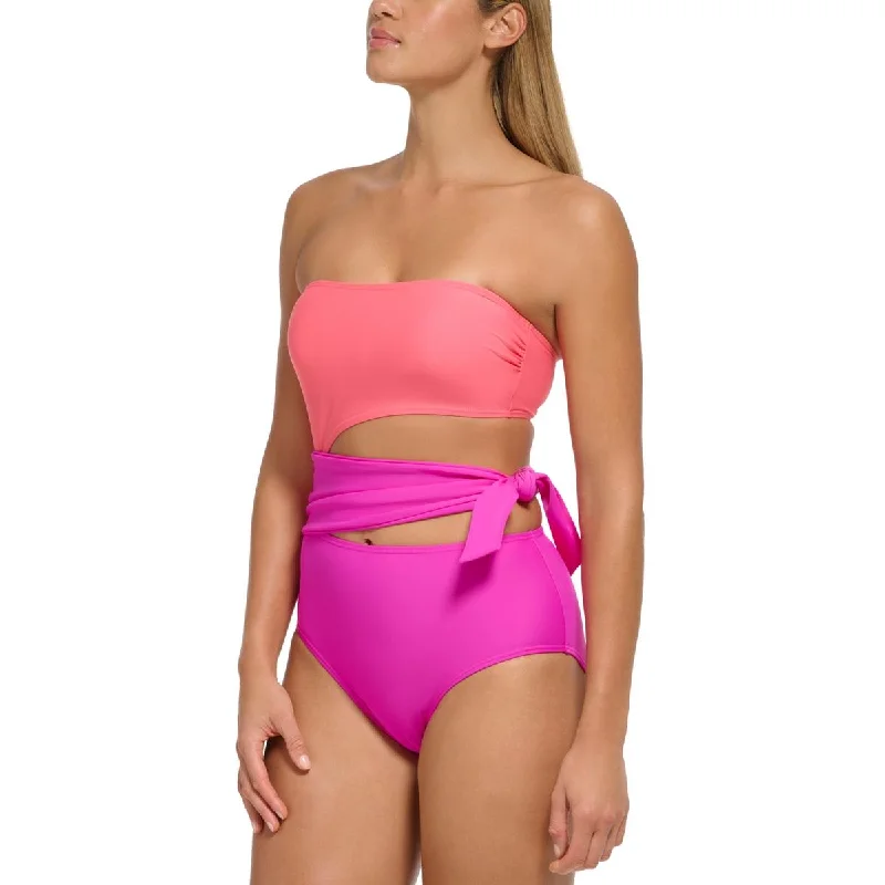 Womens Cut-Out Removable Padding One-Piece Swimsuit Adjustable Strap Swimsuit