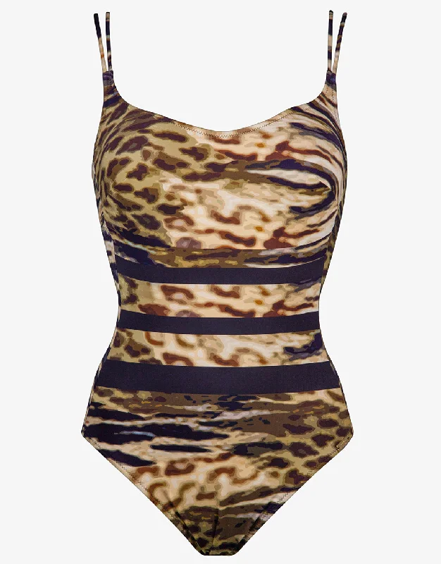 Edge Underwired Swimsuit - Tiger Camo Sexy Cutout Swimsuit