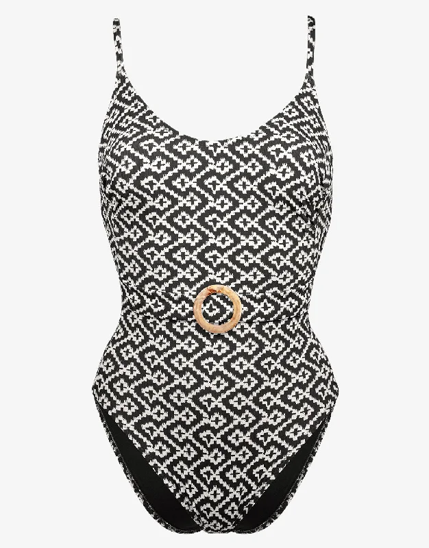 Ethno Craft Swimsuit - Black Canvas Push-Up Bikini Top