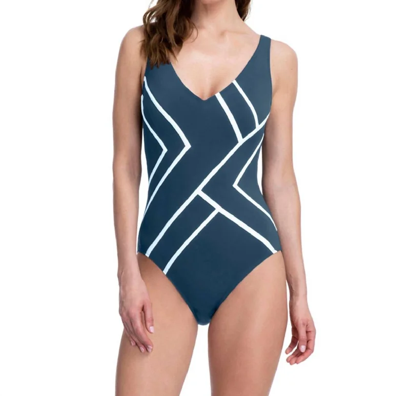 High Back One Piece Swimsuit In Got Mirage Teal Sexy Cutout Swimsuit