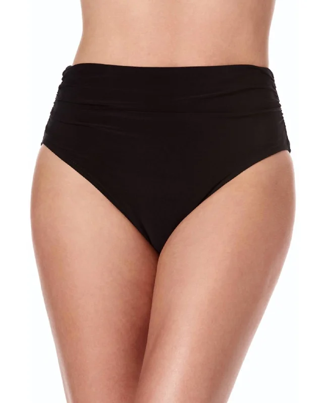 Jersey Shirred Tankini Bottom In Black Timeless Black Bikini
