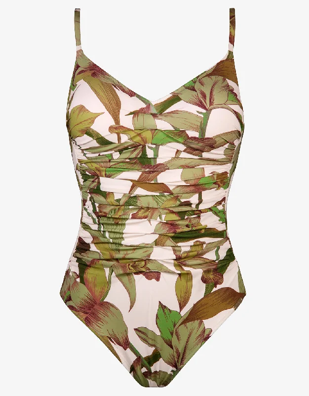 Journey Ruched Swimsuit - Cream Reed Comfortable Tankini Set