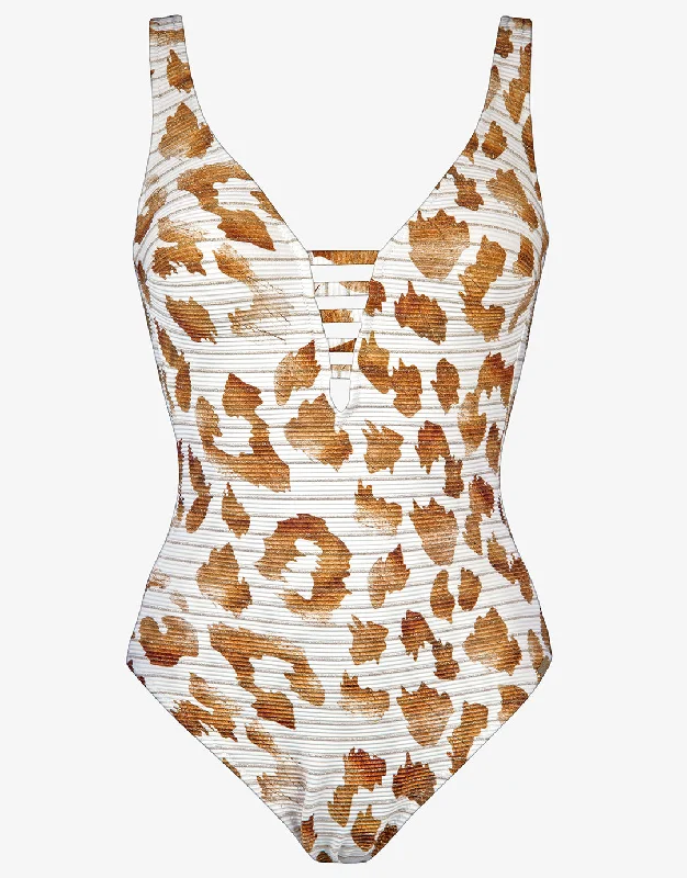 Traces Underwire Swimsuit - White Caramel Classic Monokini Design