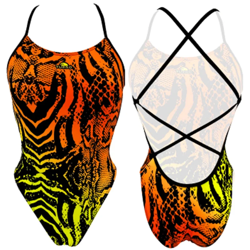 Turbo - Animal Print Vibes - Sirene Pattern Ladies Swimsuit (Orange) Plus-Size Bikini Set