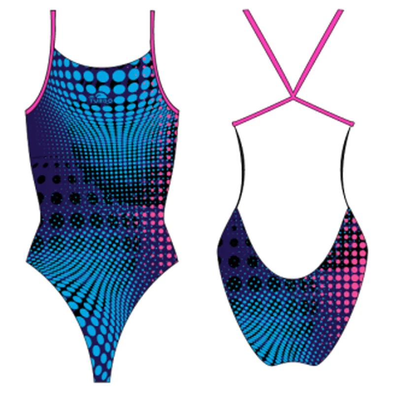 Turbo - Walnut - Ladies Pro-Racer Swimsuit (Navy) Floral Print Swimsuit