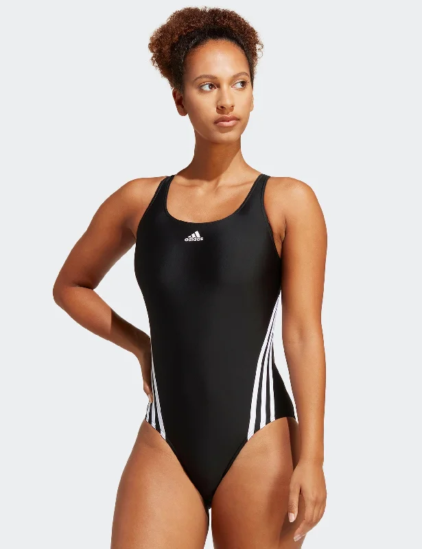 3-Stripes Swimsuit - Black/White High-Waist Bikini Set