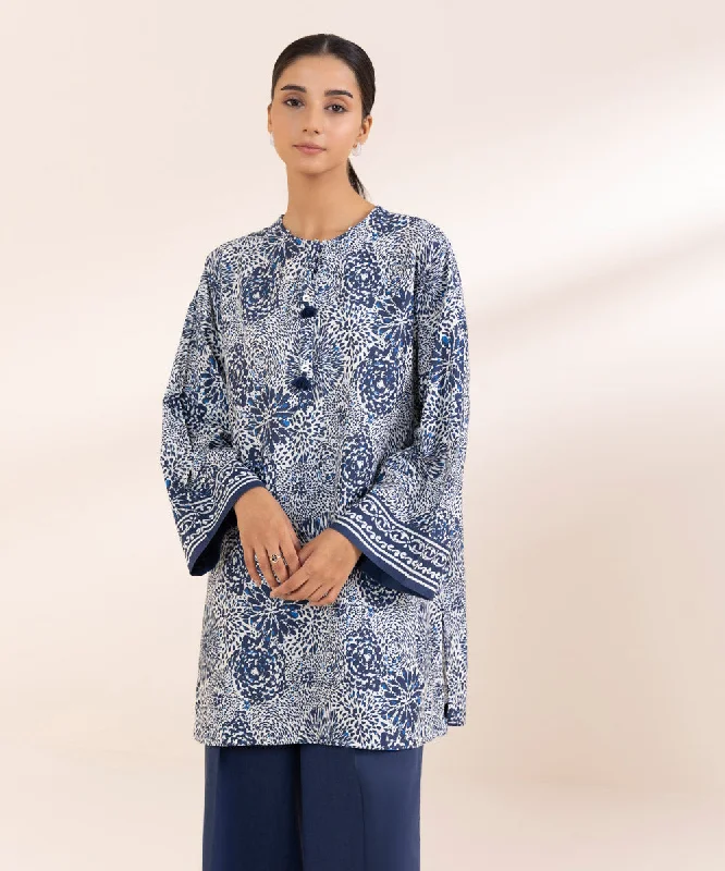 Printed Cotton Viscose Shirt-- Zippered Front Buttoned Front Snap Front