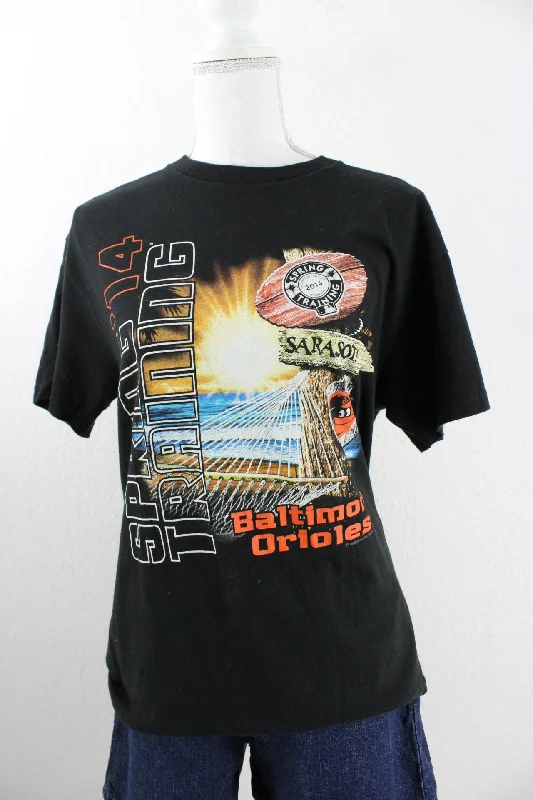 Vintage Baltimore Orioles T-Shirt (M)-- Collared Crew Neck Turtle Neck