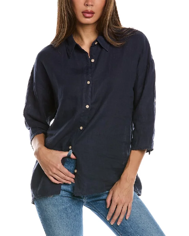 XCVI Carrie Button-Up Linen Shirt-- Mesh Fabric Canvas Fabric Denim Fabric