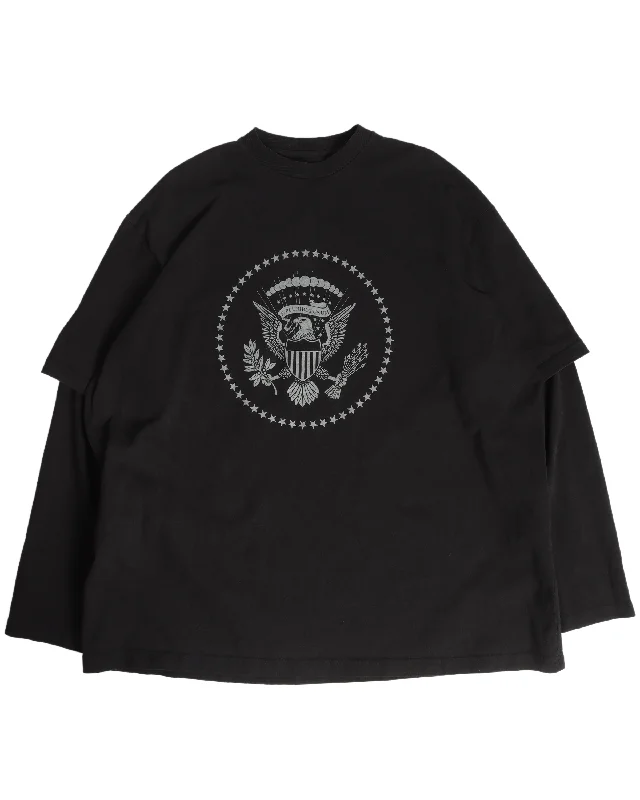 Donda Event "2024" Double Layered L/S T-Shirt-- Hooded Caped Shawl Collar