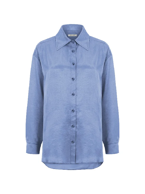 Flowy Oversized Shirt-- Denim Fabric Leather Fabric Suede Fabric