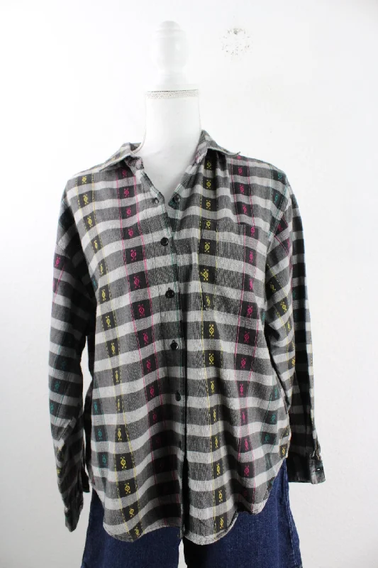 Vintage Grey Shirt (L)-- Lace Blend Ribbed Blend Corduroy Blend