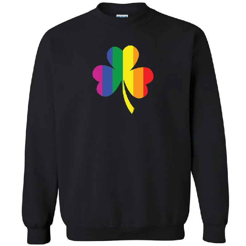 Zexpa Apparelâ„¢ Shamrock Rainbow Unisex Crewneck Gay Pride LGBT June 25 Proud Sweatshirt Hoodie with Earth Tones Natural Calm