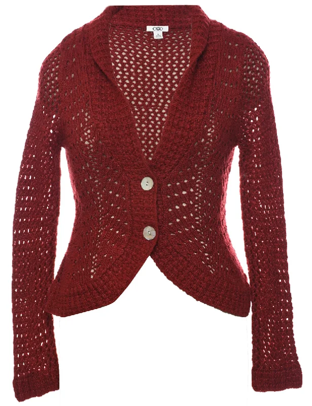 Maroon Y2K Cardigan - M Stylish Fashionable Trendy