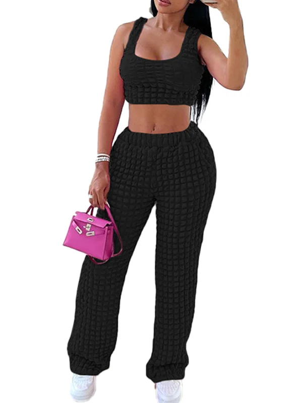 Two Piece Sleeveless Tank Top & Long Pants open back tank