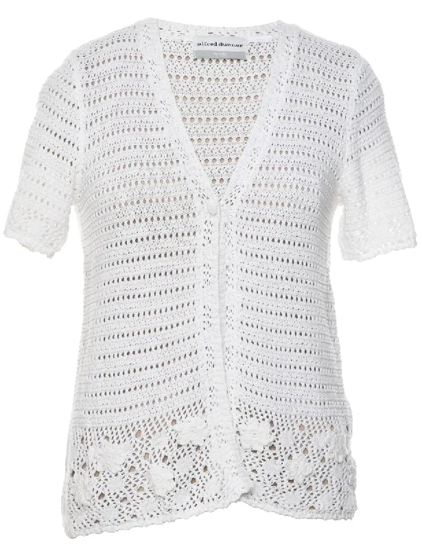 Crochet Vintage Cardigan - M Wool Cardigan Cotton Cardigan Cashmere Cardigan