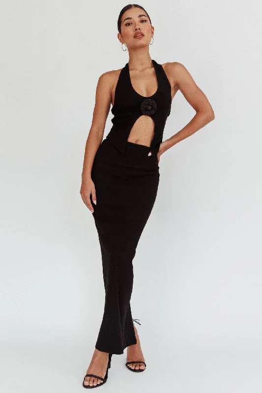 Blackthorn Maxi Skirt Black denim skirt classic