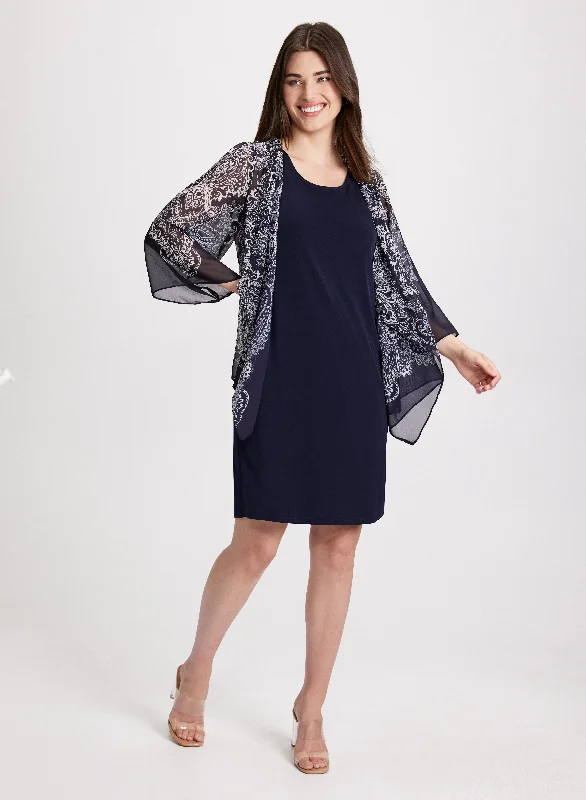 Paisley Print Fooler Cardigan Dress Modern Contemporary chic