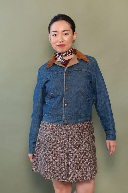 Maverick Denim Fleece Jacket XS/S Snapped Jacket Toggled Jacket Drawstring Jacket
