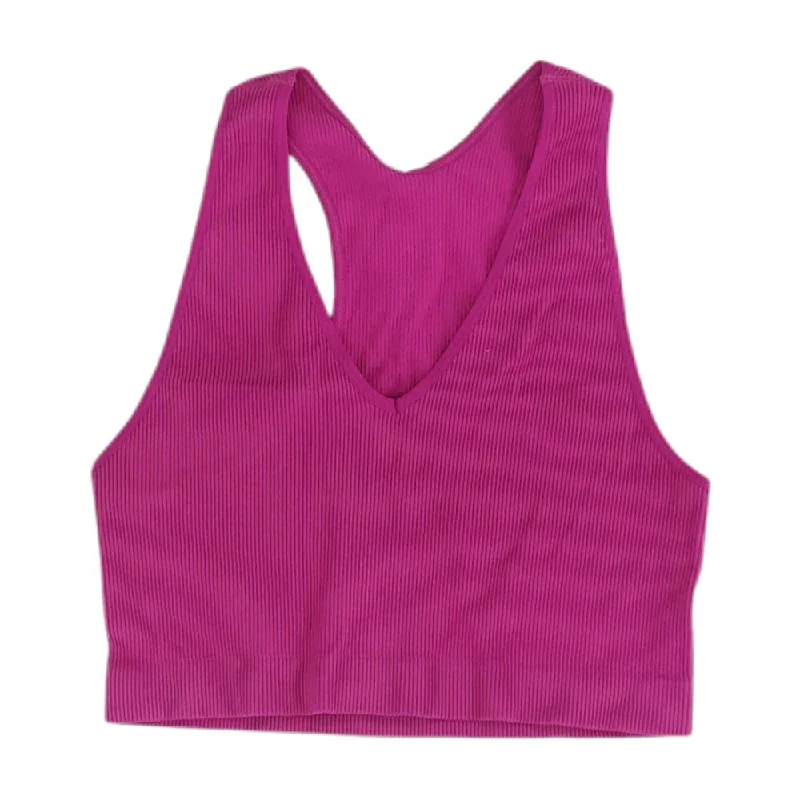 Magenta Solid Cropped Tank casual tank top