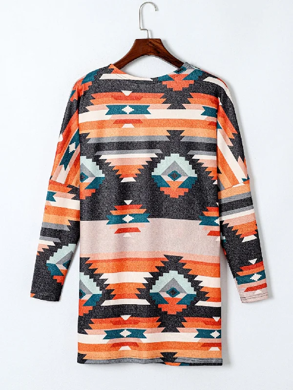 Orange and Teal Cardigan Glossy Satin Silk