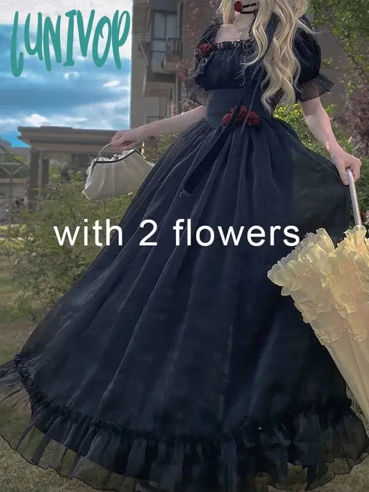 black with flower