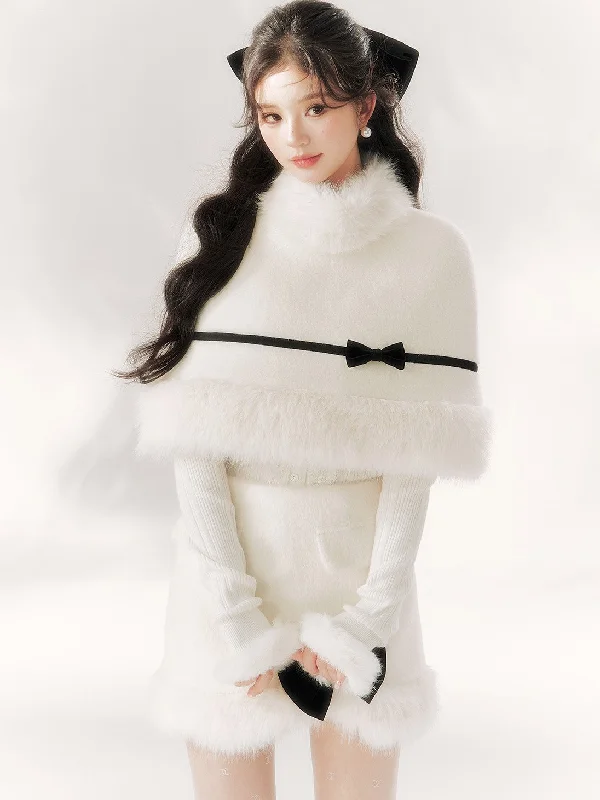 Cream Velvet Thousand Gold Imitation Mink Cape/Skirt BBB0097 corduroy skirt cozy