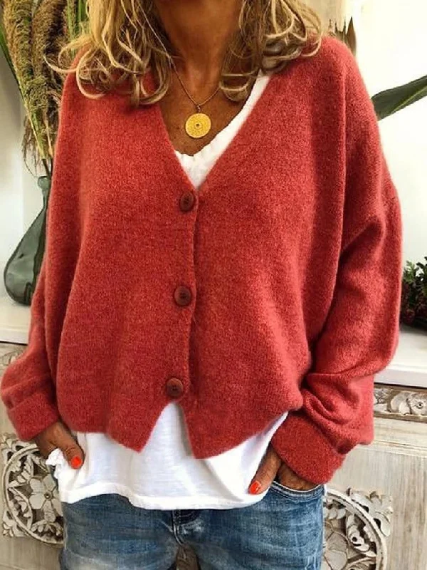 Womens Long Sleeve Cardigan Sweater Knit Patchwork Embroidered Appliqued