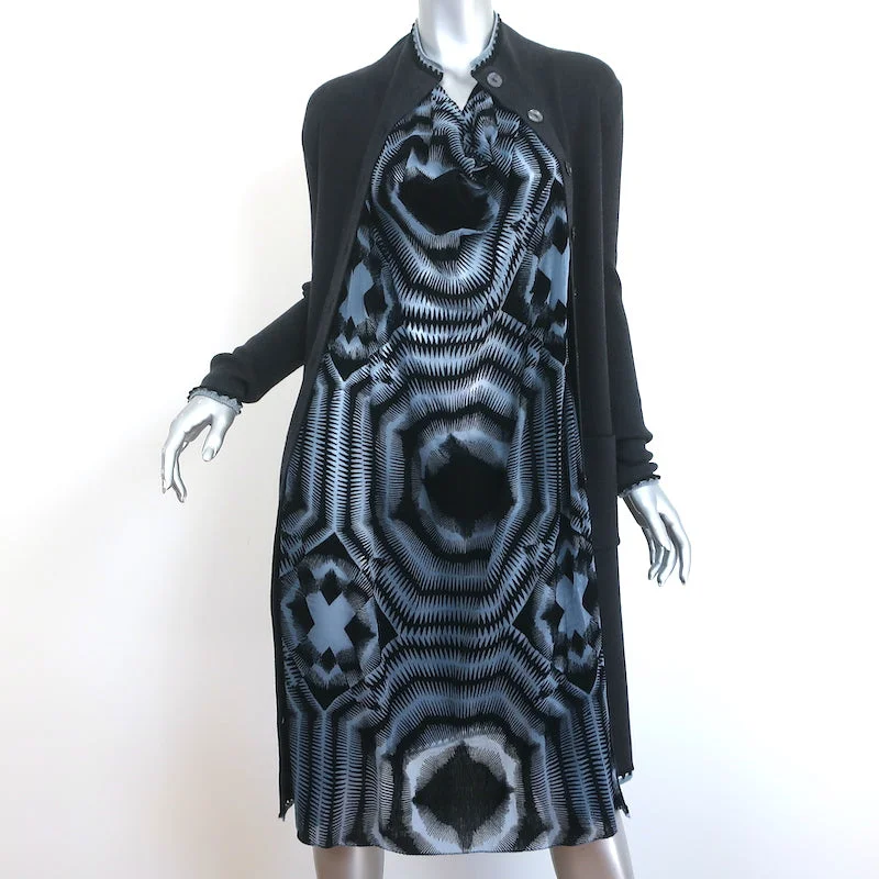 Jean Paul Gaultier Maille Femme Draped Cardigan Dress Charcoal Knit Size Medium Neon metallic Matte