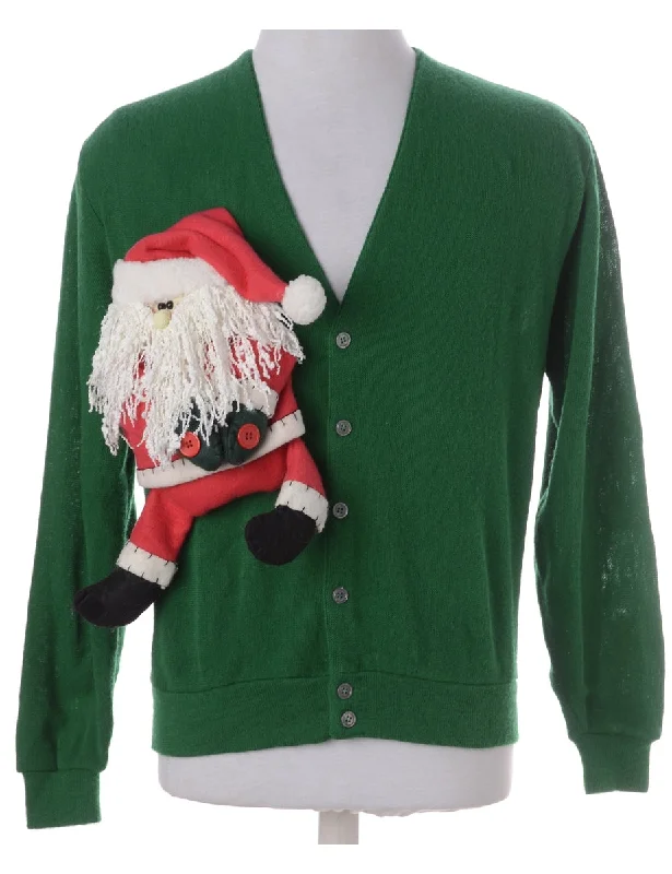 Label Novelty Christmas Cardigan Mesh Cardigan Canvas Denim
