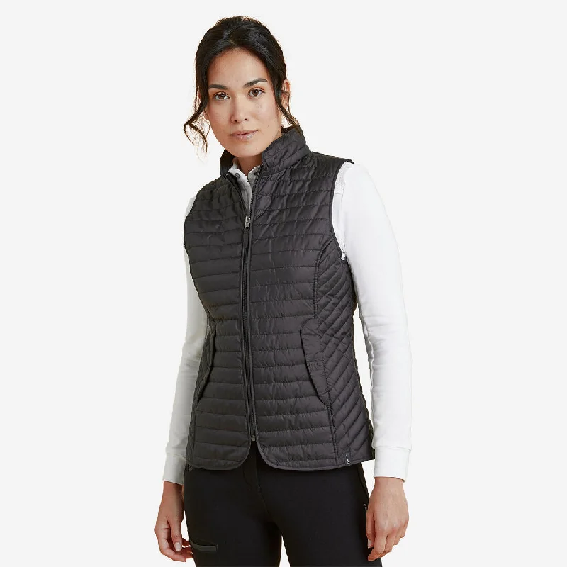 Women's Sleeveless Horse Riding Down Jacket 100 - Black Stand-Up Collar Roll-Neck Collar Turtle Neck